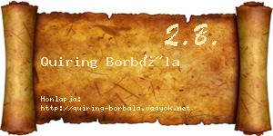 Quiring Borbála névjegykártya
